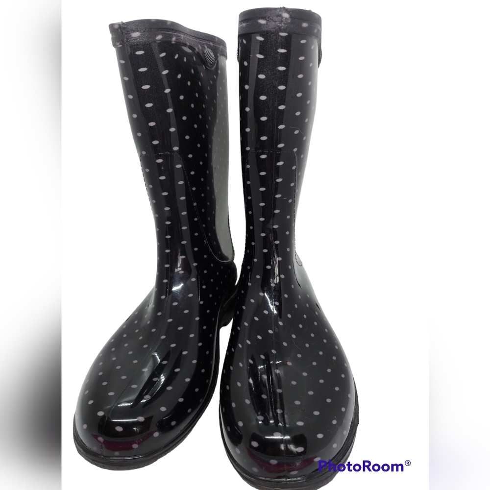 Sloggers Waterproof Garden/Rainboots Black w/ Polka Dots Women's 6